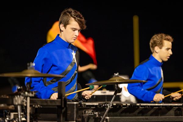 Page High band members march